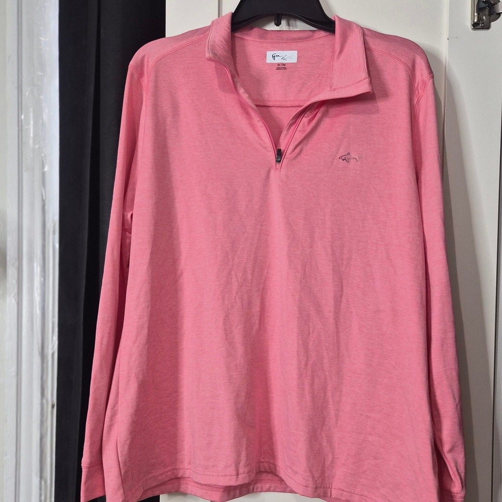 Greg Norman Mens XL Coral Pink Heathered Quarter Zip Golf Pullover Long Sleeve